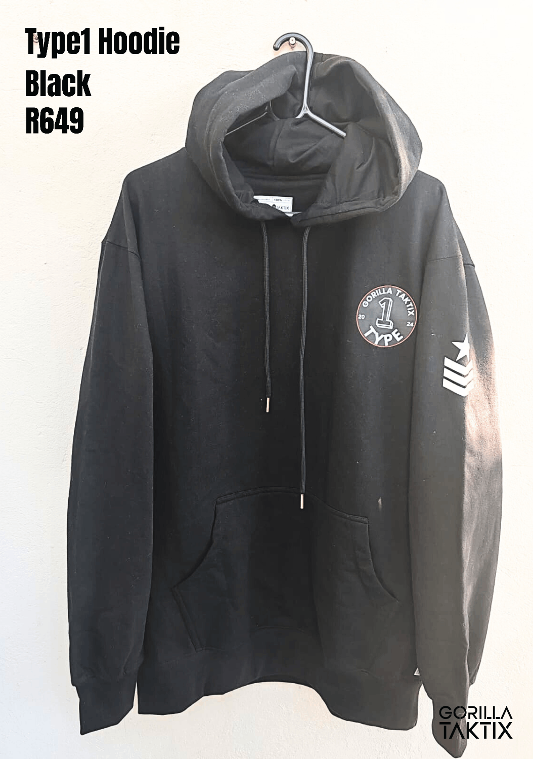 Type 1 Hoodie front - Black